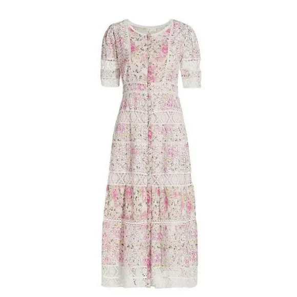 Love Shack Fancy Carmie Victorian Maxi Dress Floral Lace Size 6 - Picture 5 of 10